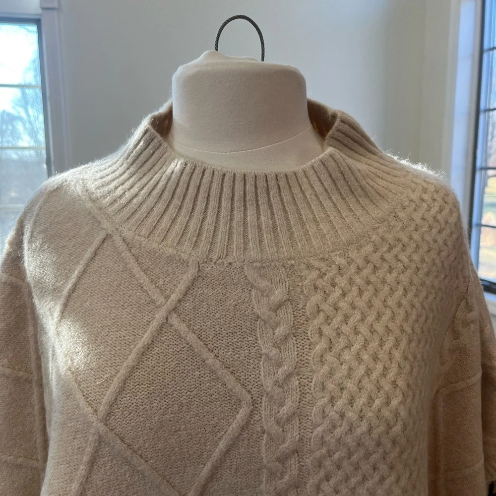 Free People‎ Harbour Stripe Cable Poncho Pullover